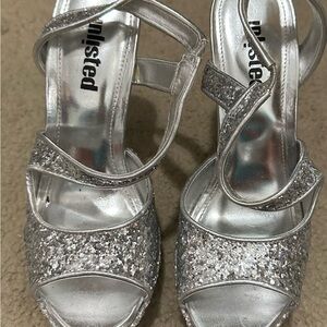 Unlisted Women's Silver Glitter Heels
